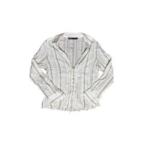 Zara Boho Textured Button-Front Blouse Women’s M Cottagecore Top